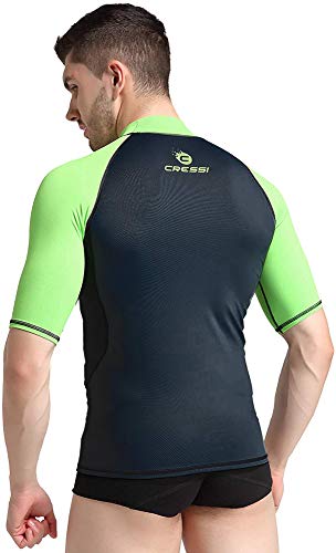 Cressi Hydro Men's Rash Guard Short Sleeves - Camisa de Protección Deportiva para Hombres con Mangas Cortas, Negro/Lime, L