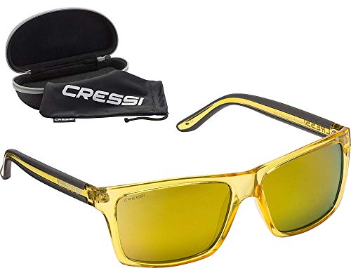 Cressi Rio Sunglasses Gafas de Sol Deportivo Polarizados, Unisex Adultos, Crystal Amarillo/Lentes Espejadas Amarillo, Talla única