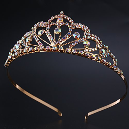 Cristal de chispa Colorido Piedras del Strass Tiara Corona Peine Diamante Princesa Tiara Casco nupcial Boda Tiara nupcial