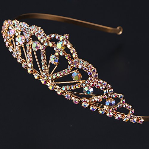 Cristal de chispa Colorido Piedras del Strass Tiara Corona Peine Diamante Princesa Tiara Casco nupcial Boda Tiara nupcial
