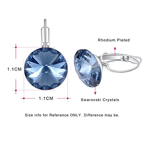 Cristales Redondos de la Sombra de Swarovski - Pendientes de Aro Ocasionales - Pendientes de Botón - Regalo de Joyería para Mujeres Gilrs Madre, Hija, Libre de Alérgenos para Bebés