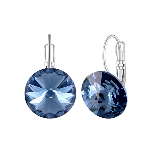 Cristales Redondos de la Sombra de Swarovski - Pendientes de Aro Ocasionales - Pendientes de Botón - Regalo de Joyería para Mujeres Gilrs Madre, Hija, Libre de Alérgenos para Bebés
