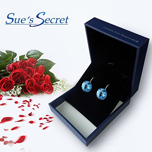 Cristales Redondos de la Sombra de Swarovski - Pendientes de Aro Ocasionales - Pendientes de Botón - Regalo de Joyería para Mujeres Gilrs Madre, Hija, Libre de Alérgenos para Bebés