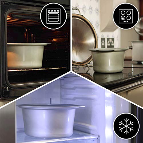 Crock-Pot CSC038X DuraCeramic - Olla de Cocción Lenta Manual con Tapa Abatible, Recipiente Compatible con Fuego e Inducción, para Preparar todo Tipo de Recetas, 4.5 litros, Acero Inoxidable, Blanco