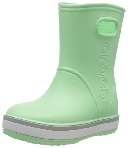 Crocs Crocband Rain Boot Kids, Botas de Agua Unisex Niños, Verde (Neo Mint/Light Grey 3to), 23/24 EU