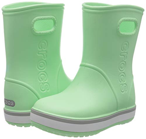 Crocs Crocband Rain Boot Kids, Botas de Agua Unisex Niños, Verde (Neo Mint/Light Grey 3to), 34/35 EU