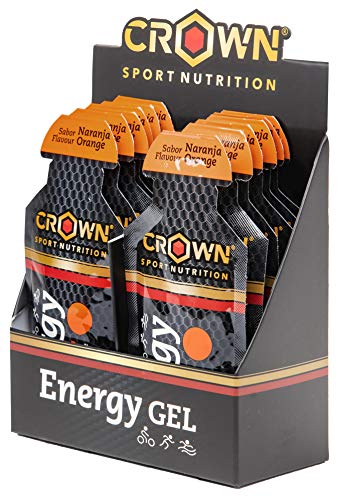 Crown Sport Nutrition Gel Energético - con o sin Cafeína - 10 unidades Carbohidratos en ratio 2:1:1 (Maltodextrina - Dextrosa - Fructosa) Ciclismo Running Deporte Entreno