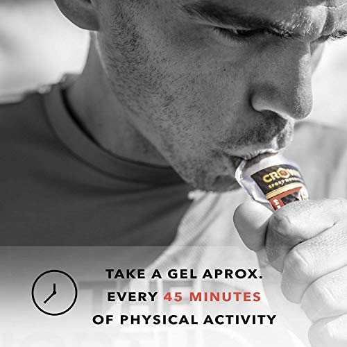 Crown Sport Nutrition Gel Energético - con o sin Cafeína - 10 unidades Carbohidratos en ratio 2:1:1 (Maltodextrina - Dextrosa - Fructosa) Ciclismo Running Deporte Entreno