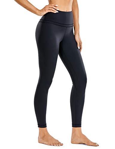 CRZ YOGA Mujer Naked Feeling Deportivos 7/8 Leggings Yoga Fitness Pantalon de Cintura Alta con Bolsillos-63cm Negro-R009 38