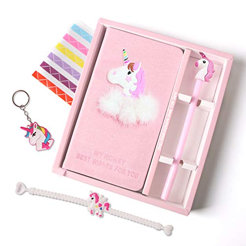 Cuaderno de unicornio con un bolígrafo de unicornio, planificador portátil de mano liso, de 18 cm x 10 cm, regalo para niños, más de 80 páginas, color Unicornio-2
