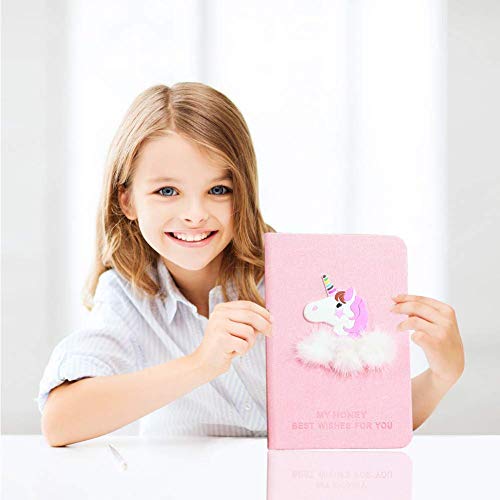 Cuaderno de unicornio con un bolígrafo de unicornio, planificador portátil de mano liso, de 18 cm x 10 cm, regalo para niños, más de 80 páginas, color Unicornio-2