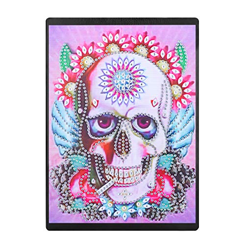 Cuadernos de diamantes DIY 5D para niños A5,diamond painting cuadernos universitarios diario secreto niña Bloc de notas A5 con colorido 5D Diamante Regalo creativo para Navidad Skull de cumpleaños