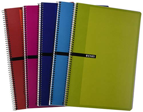Cuadernos Folio(A4) Enri. Pack 5 unidades. Tapa Dura. 80 Hojas cuadrícula 4x4. Surtido aleatorio.