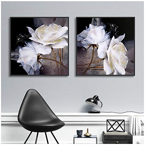 Cuadro en lienzo Arte de la pared Cuadros de camelia Imagen para sala de estar Dormitorio Pasillo Decoración para el hogar Pintura-50x50cm Sin marco