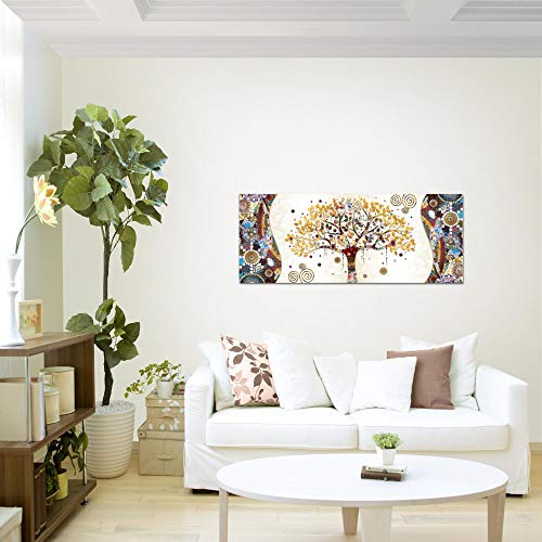 Cuadro en Lienzo Gustav Klimt Árbol de la vida 100 x 40 cm - XXL Impresión Material Tejido no Tejido Artística Imagen Gráfica Decoracion de Pared - 1 pieza - Listo para colgar - 004612a