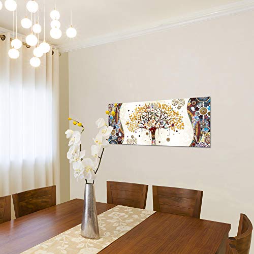 Cuadro en Lienzo Gustav Klimt Árbol de la vida 100 x 40 cm - XXL Impresión Material Tejido no Tejido Artística Imagen Gráfica Decoracion de Pared - 1 pieza - Listo para colgar - 004612a