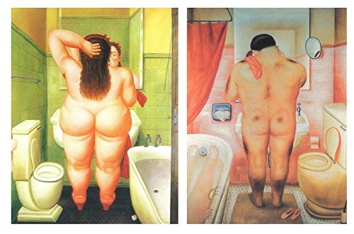 Cuadros de baño Botereo sobre Madera/Placas Madera. Set de 2 Cuadros de 19 cm x 25 cm x 4 mm unid. Adhesivo FÁCIL COLGADO. Adorno Decorativo. Decoración Pared hogar