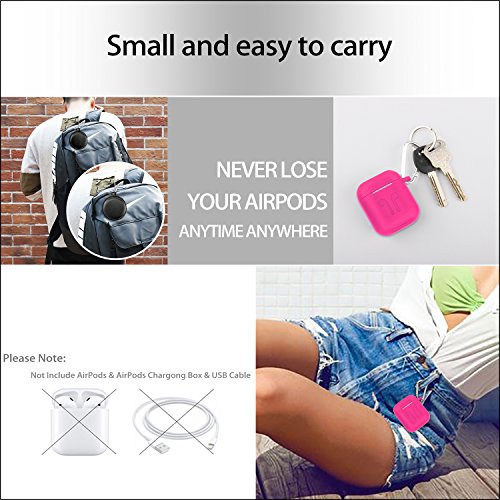 Cuauco AirPods Funda de Silicona con 2 Correas Anti-perdidas Airpods/2 Pares de Gancho para la Oreja/2 mosquetones/1 Soporte para Banda de Reloj /1 Funda Auriculares para Airpods (9 en 1)(Rosado