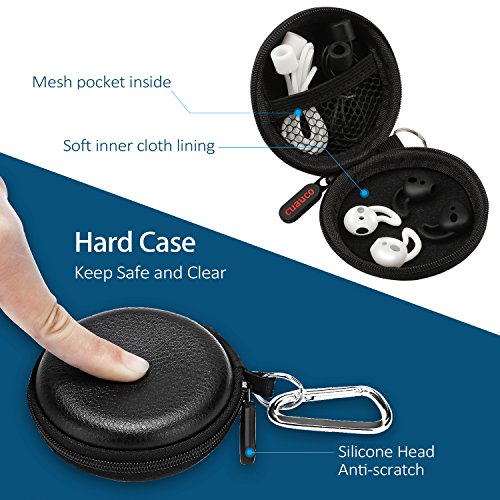 Cuauco AirPods Funda de Silicona con 2 Correas Anti-perdidas Airpods/2 Pares de Gancho para la Oreja/2 mosquetones/1 Soporte para Banda de Reloj /1 Funda Auriculares para Airpods (9 en 1)(Rosado