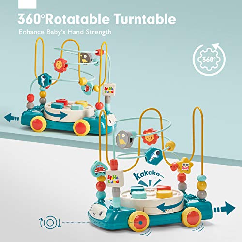 CubicFun Laberintos de Abalorios Coches de Juguetes Bebes 1 año Laberinto de Cuentas Clasificador de Formas Música con Luz Juegos Educativos Montessori Juguetes para Niños 1 2 3 años