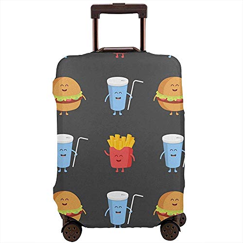 Cubierta de Equipaje de Viaje Franch Fries Burger and Cola Protector de Cubierta de Maleta Se Adapta a Equipaje de 22-24 Pulgadas Cubierta de Equipaje