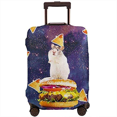 Cubierta de Equipaje de Viaje Hamster Ride Burge con Pizza en Galaxy Protector de Cubierta de Maleta Se Adapta a Equipaje de 22-24 Pulgadas Cubierta de Equipaje