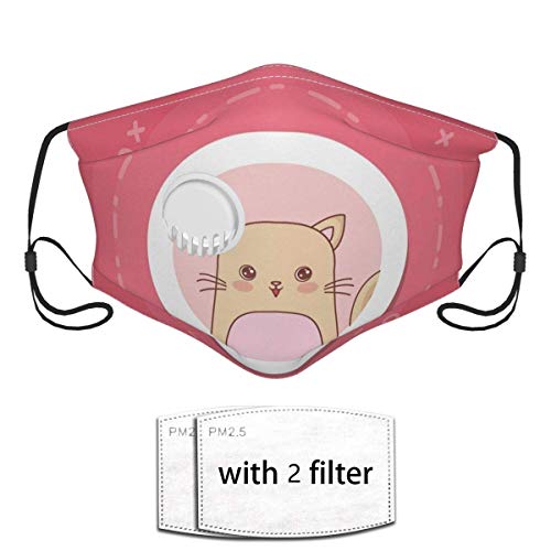 Cubierta Protectora Reutilizable de Animales Lindos con filtros de válvula de respiración y 2 filtros para Hombres/Mujeres