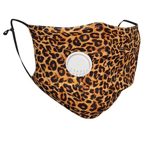 Cubierta Protectora Reutilizable de Piel de Animal con Estampado de Leopardo con filtros de válvula de respiración y 2 filtros para Hombres/Mujeres