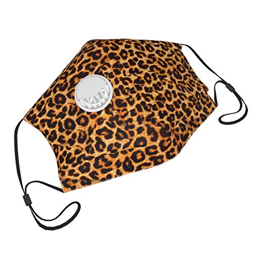 Cubierta Protectora Reutilizable de Piel de Animal con Estampado de Leopardo con filtros de válvula de respiración y 2 filtros para Hombres/Mujeres