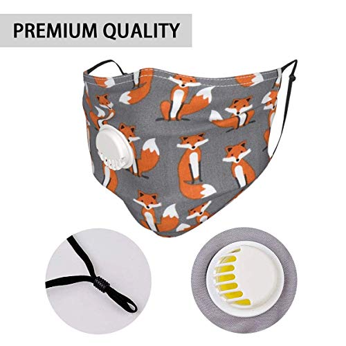 Cubierta Protectora Reutilizable para Animales Gray Fox con filtros de válvula de respiración y 2 filtros para Hombres/Mujeres