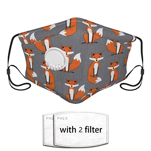 Cubierta Protectora Reutilizable para Animales Gray Fox con filtros de válvula de respiración y 2 filtros para Hombres/Mujeres
