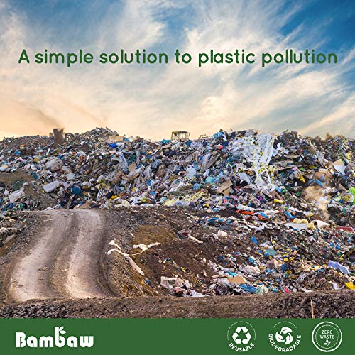 Cubierto de bambú | Cubiertos madera ecológicos |Utensilios madera | Set para picnic | Set cubiertos para camping | Cucharada, tenedor, cuchillo, pajita | 20 cm | Verde Oliva |Bambaw