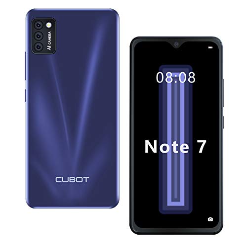 CUBOT Note 7 Smartphone 5.5" Teléfono móvil 4G 3100mAh Dual SIM Android 10.0, Triple Cámara 16GB ROM Face ID CUBOT Oficial,Azul