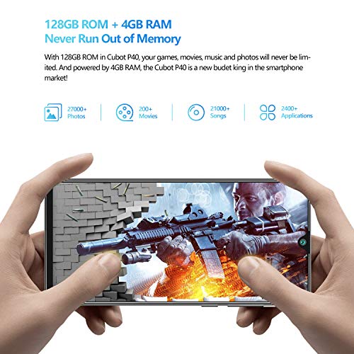CUBOT P40 Smartphone Dual SIM 6.2 Pulgadas HD + Water Drop Android 10 4GB 128GB Batería de 4200 mAh cámara cuádruple Soporte NFC Face ID CUBOT Oficial,Azul