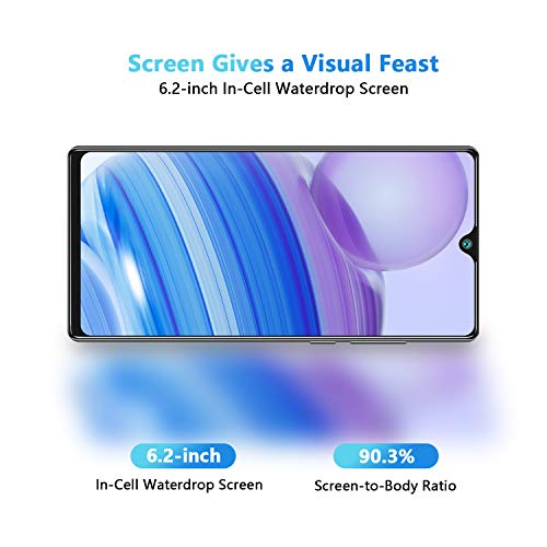 CUBOT P40 Smartphone Dual SIM 6.2 Pulgadas HD + Water Drop Android 10 4GB 128GB Batería de 4200 mAh cámara cuádruple Soporte NFC Face ID CUBOT Oficial,Azul