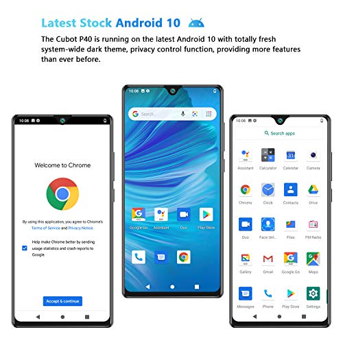 CUBOT P40 Smartphone Dual SIM 6.2 Pulgadas HD + Water Drop Android 10 4GB 128GB Batería de 4200 mAh cámara cuádruple Soporte NFC Face ID CUBOT Oficial,Azul