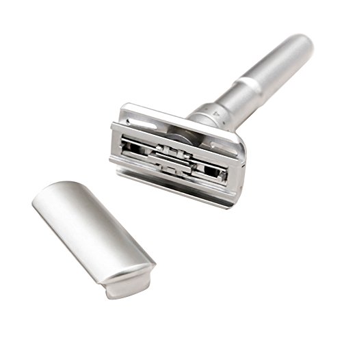 Cuchilla de afeitar clásica ajustable de alta calidad, cuchilla de afeitar afilada y húmeda con cabezal de afeitar de 2 hojas para hombres(1 cuchilla de afeitar + 1 soporte + 1 estuche)
