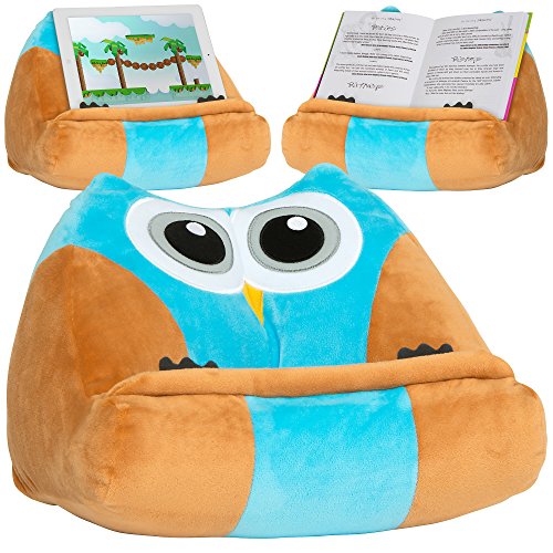 CuddlyReaders, atril, cojín de lectura para libros, iPad, tablet, eReader, soporte sofá de descanso, idea de regalo para niños - Modelo Owliver