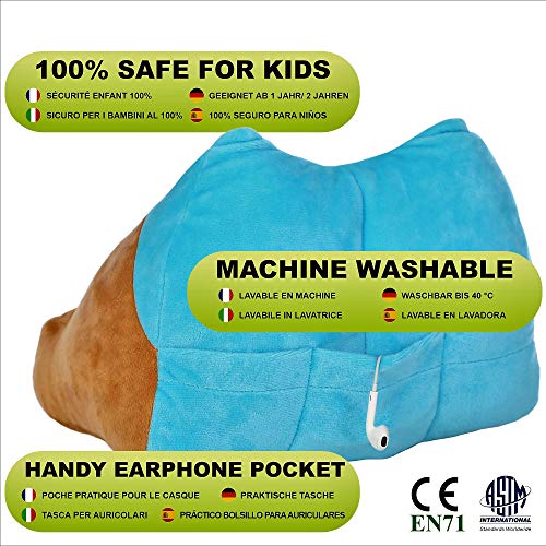 CuddlyReaders, atril, cojín de lectura para libros, iPad, tablet, eReader, soporte sofá de descanso, idea de regalo para niños - Modelo Owliver