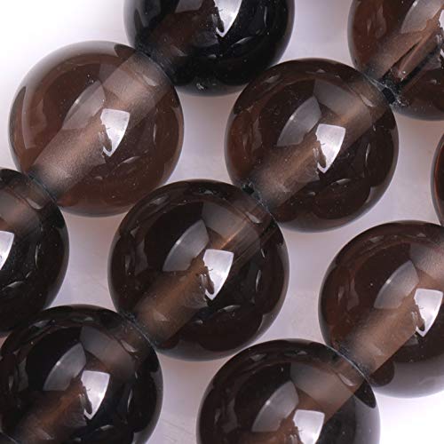 Cuentas redondas semipreciosas de ojo de tigre azul natural de 6 mm para bisutería, pulsera, collar, artesanía, 38 cm, Smoky Quartz Crystal, 12 mm