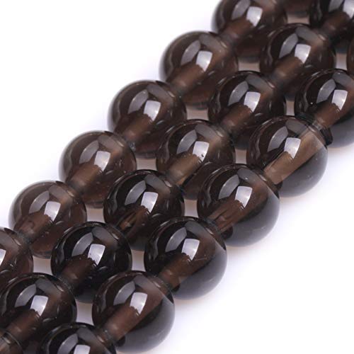 Cuentas redondas semipreciosas de ojo de tigre azul natural de 6 mm para bisutería, pulsera, collar, artesanía, 38 cm, Smoky Quartz Crystal, 12 mm
