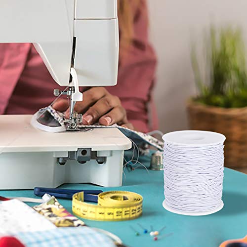 Cuerda Elástica, Redondo Hilo Elástico Cordón Elástico para Costura Manualidades DIY Pulsera Collar Abalorios Blanco 1mm x 100m