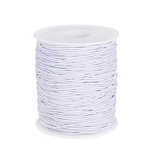 Cuerda Elástica, Redondo Hilo Elástico Cordón Elástico para Costura Manualidades DIY Pulsera Collar Abalorios Blanco 1mm x 100m