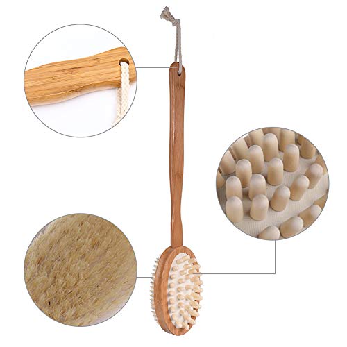 Cuerpo Cepillo,Cepillo de baño,Cepillo Espalda Ducha,Cepillo de doble cara de mango largo,Limpiar Espalda yEuerpo,Exfoliación,Masajee,SPA,Detox,Anti celulitis,Obtener Piel Suav