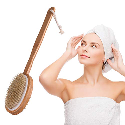 Cuerpo Cepillo,Cepillo de baño,Cepillo Espalda Ducha,Cepillo de doble cara de mango largo,Limpiar Espalda yEuerpo,Exfoliación,Masajee,SPA,Detox,Anti celulitis,Obtener Piel Suav