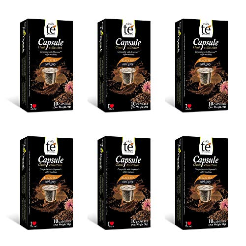 CUIDA TÉ - Té Nego Cápsulas Nespresso, Té Negro Earl Grey, Compatibles con Máquinas Nespresso, 60 Cápsulas Té Negro Earl Grey