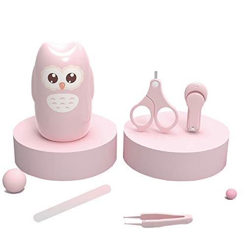 Cuidado de Bebe,Set de Manicura Bebe,Kit de Aseo para Bebés,Juego de Cortaúñas para Bebé,Limas de Uñas Bebe,Tijeras para Uñas Bebe,Set de Uñas para Bebe (Rosa)