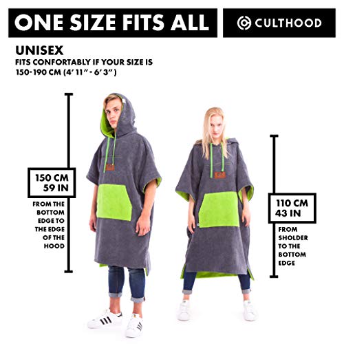 CULTHOOD Poncho-Toalla con Bata cambiable Bolsillo con Cremallera – Cambia con Estilo en público tu Traje de Surf y natación – Muchos Colores, tamaño Adulto, Aprobado por campeones de Wakeboarding