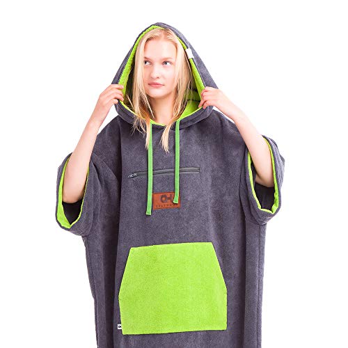 CULTHOOD Poncho-Toalla con Bata cambiable Bolsillo con Cremallera – Cambia con Estilo en público tu Traje de Surf y natación – Muchos Colores, tamaño Adulto, Aprobado por campeones de Wakeboarding