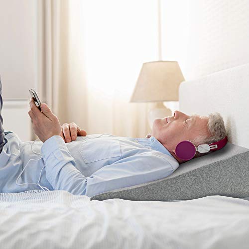 Cuña Antireflujo Adulto - Con Funda de Algodón OEKO TEX - Almohadas Para Reflujo ácido Dolor de Espalda, Alivio de los Ronquidos - Almohada Para la Cama de 90 CM Ideal para Dormir, Lectura (Grey)